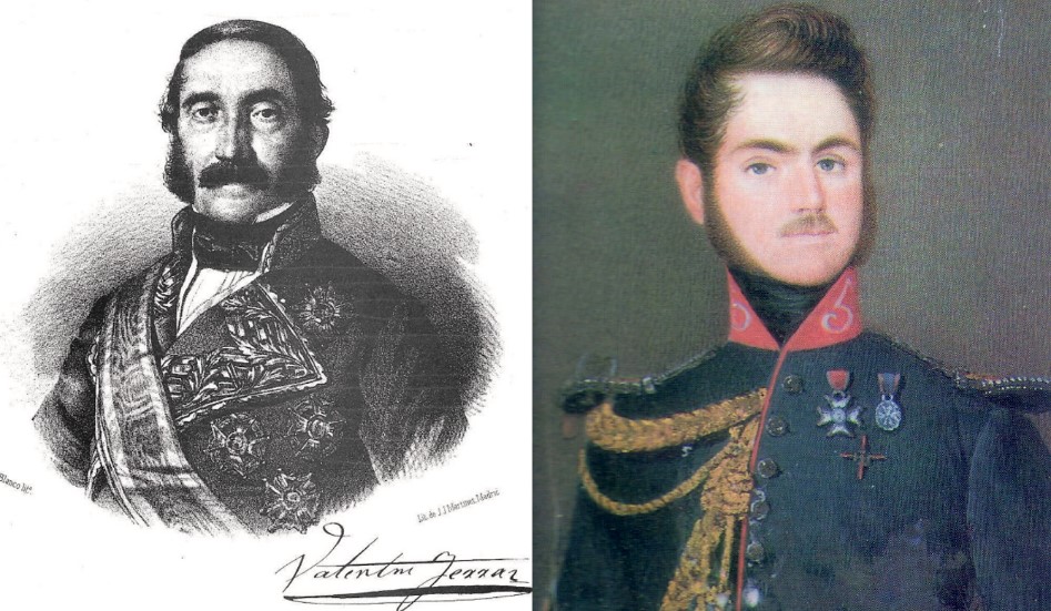 Litografía del general Ferraz y miniatura del general Shelly