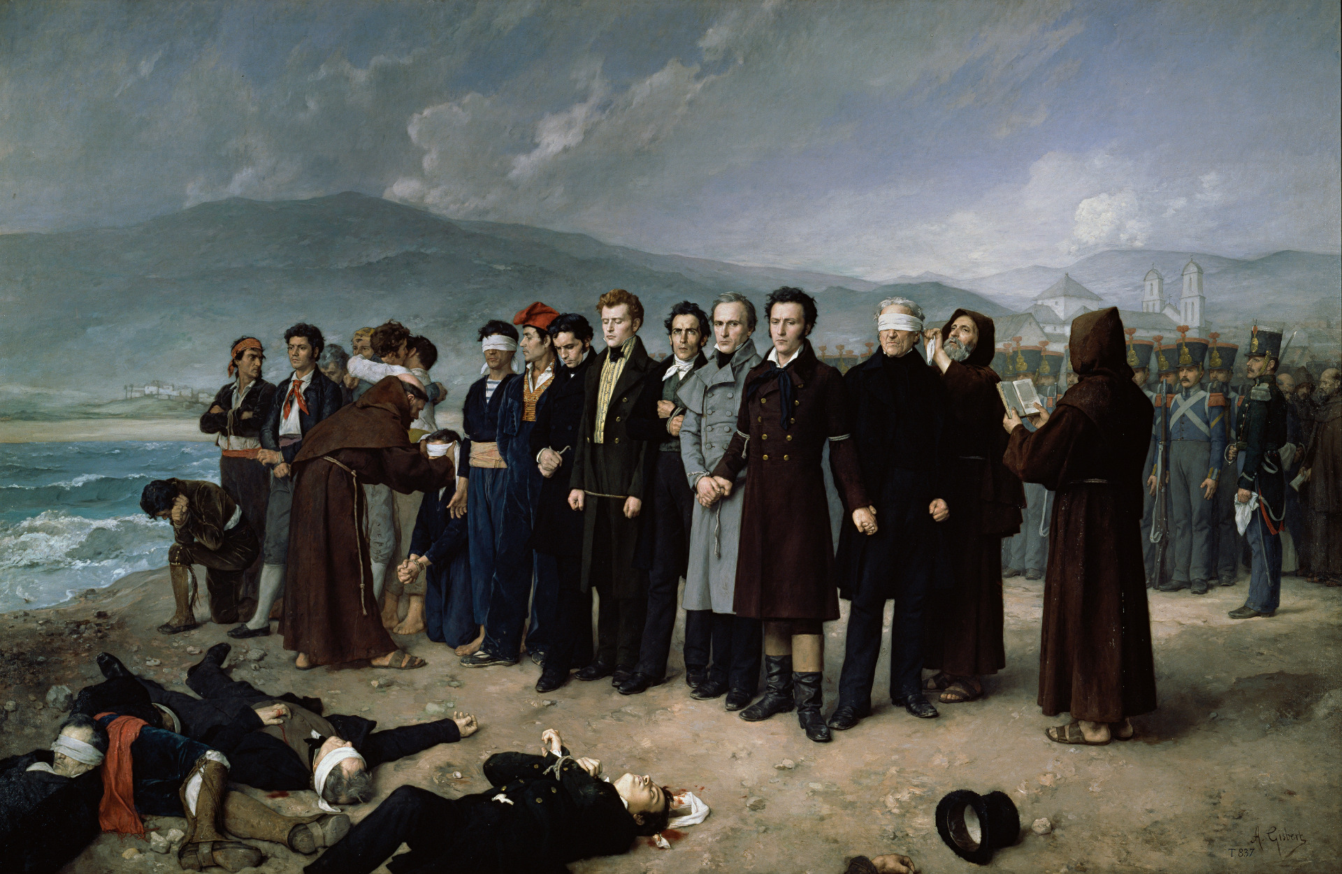 Fusilamiento del general Torrijos el 11 diciembre 1831, óleo de Gisbert (museo del Prado)