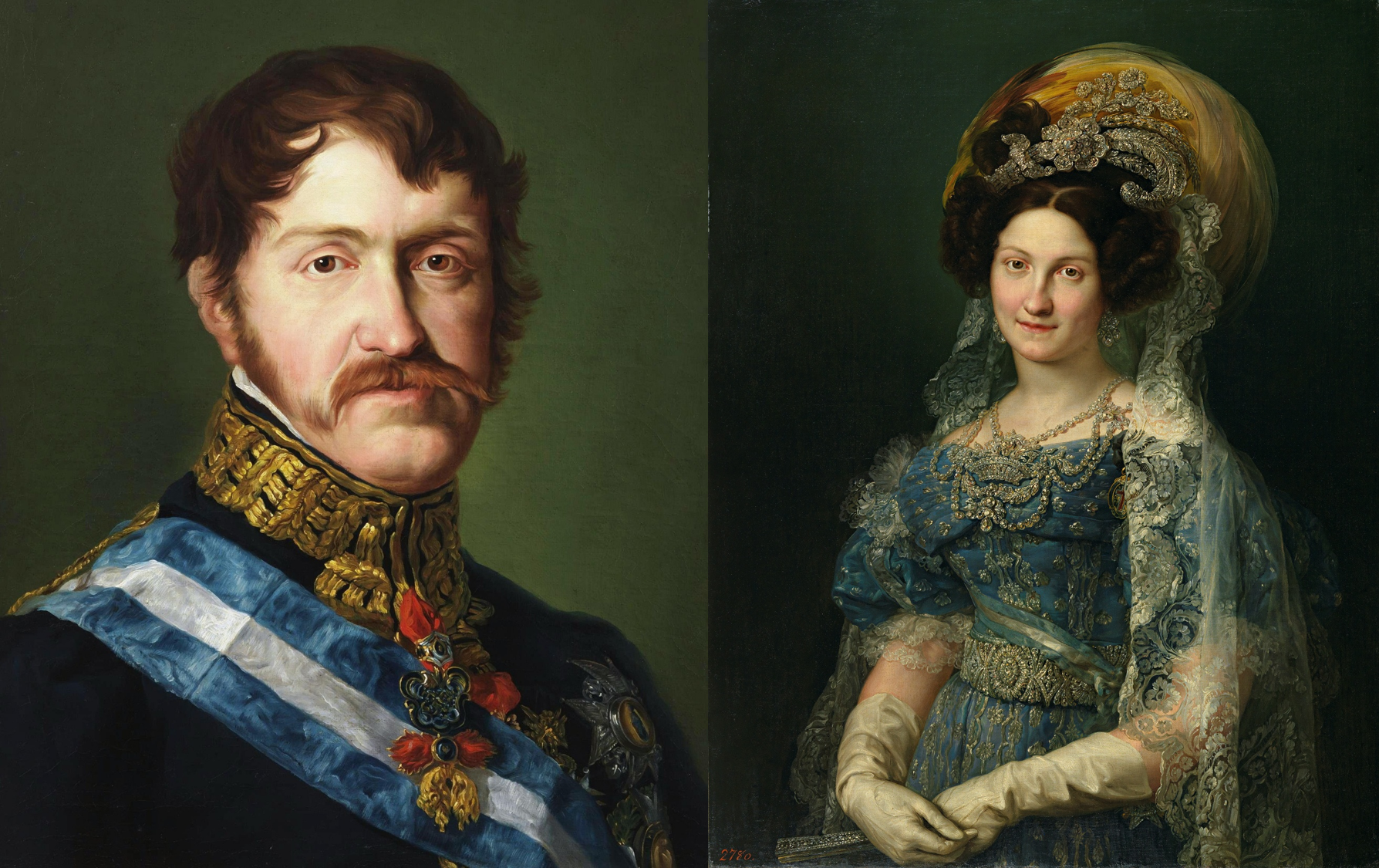 Figura 1.- Retratos del Infante Carlos y la regente Mª Cristina, de Vicente López