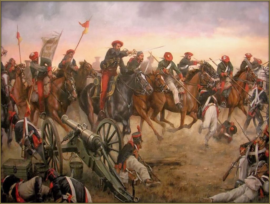 Figura 2.- Carga de la Caballería carlista. Ferrer Dalmau